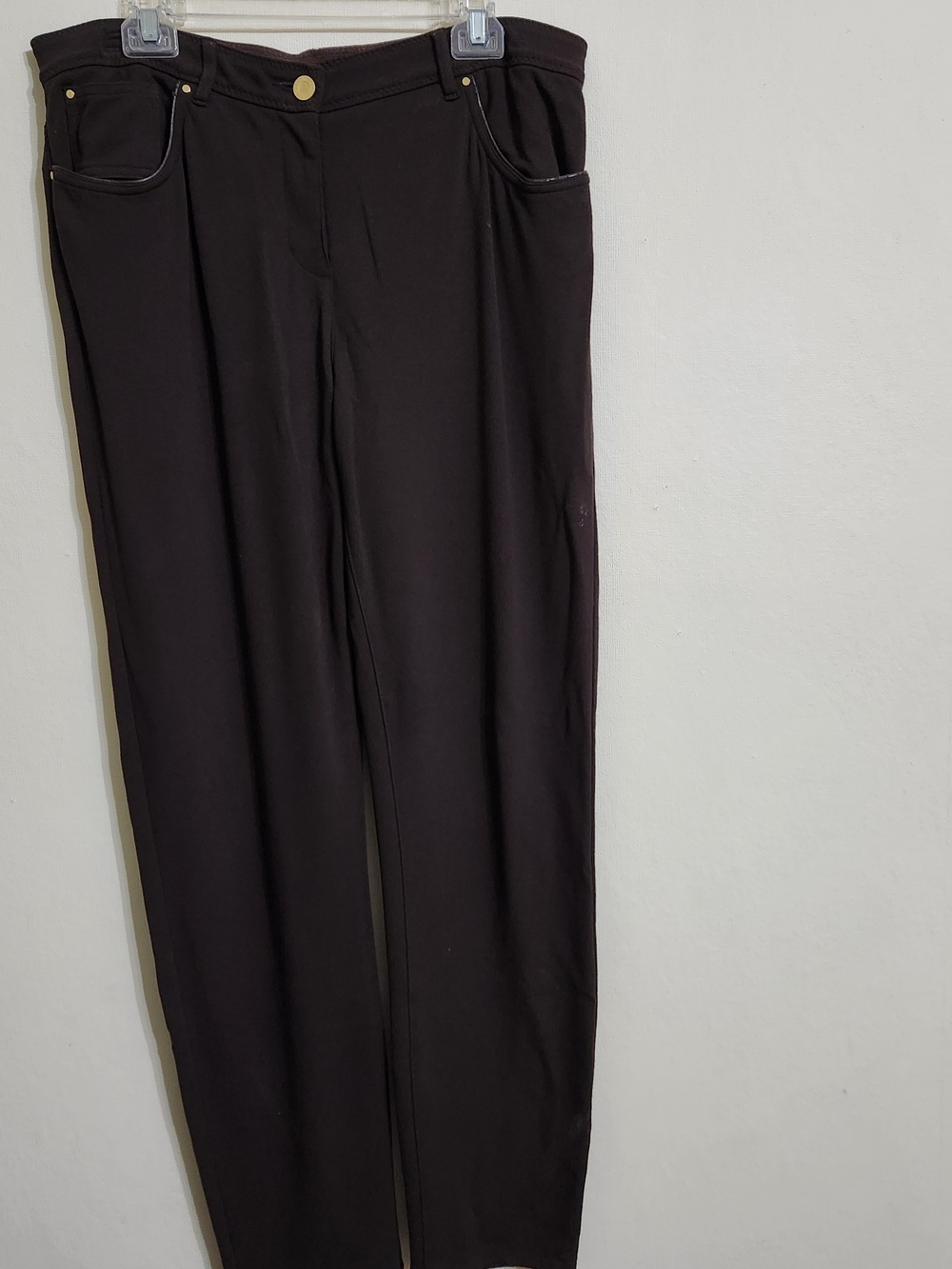 Chico's Black Straight-Leg Pants with Gold-Tone Accents